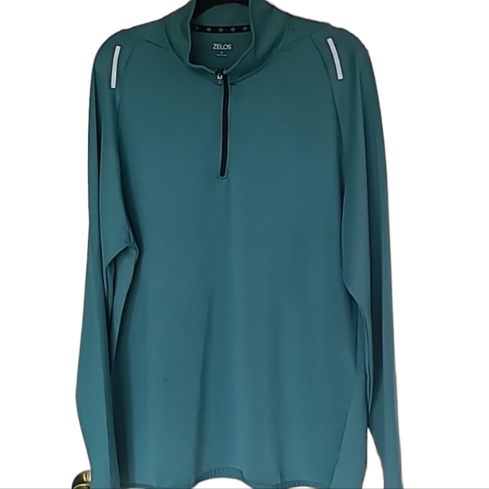 ZELOS BRAND MENS TURQUOISE QUARTER ZIP PULLOVER TOP SIZE LARGE